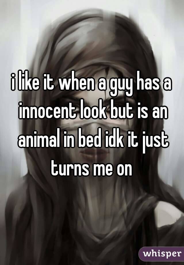 i like it when a guy has a innocent look but is an animal in bed idk it just turns me on 