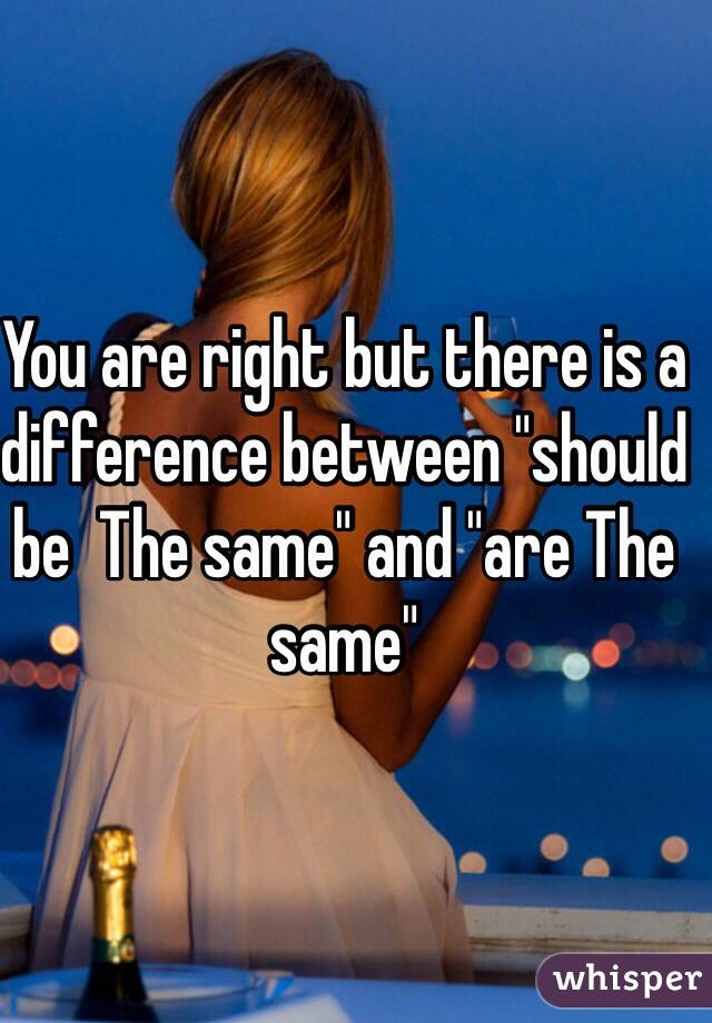 You are right but there is a difference between "should be  The same" and "are The same"