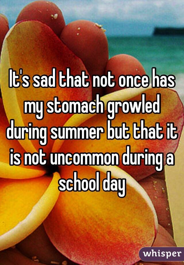 It's sad that not once has my stomach growled during summer but that it is not uncommon during a school day 