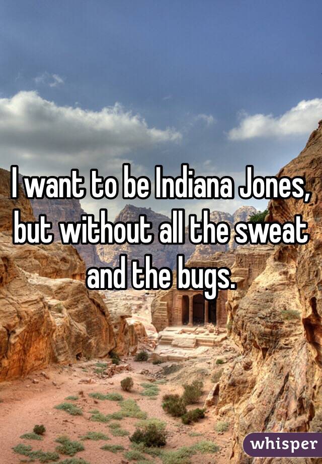 I want to be Indiana Jones, but without all the sweat and the bugs.