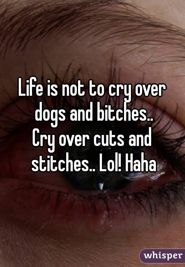 Life is not to cry over dogs and bitches..
Cry over cuts and stitches.. Lol! Haha