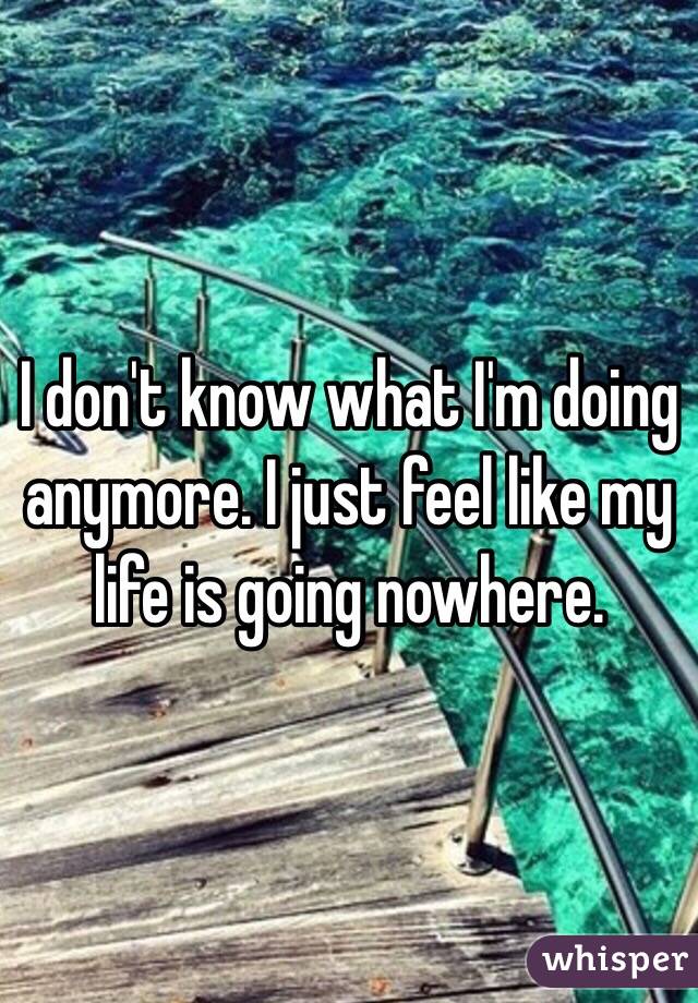 I don't know what I'm doing anymore. I just feel like my life is going nowhere.  