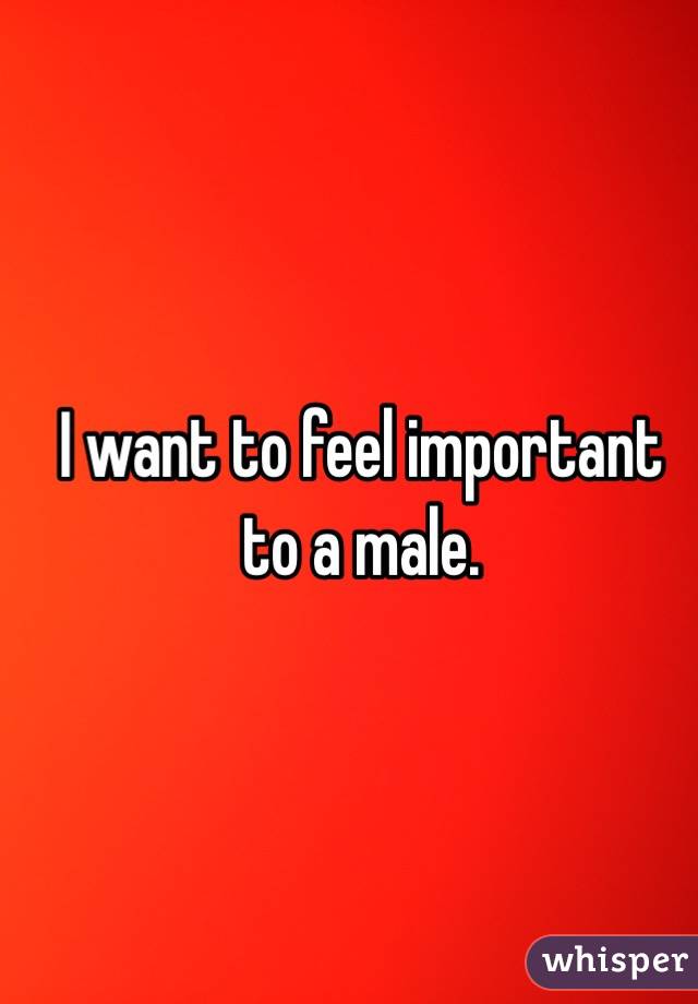 I want to feel important to a male.