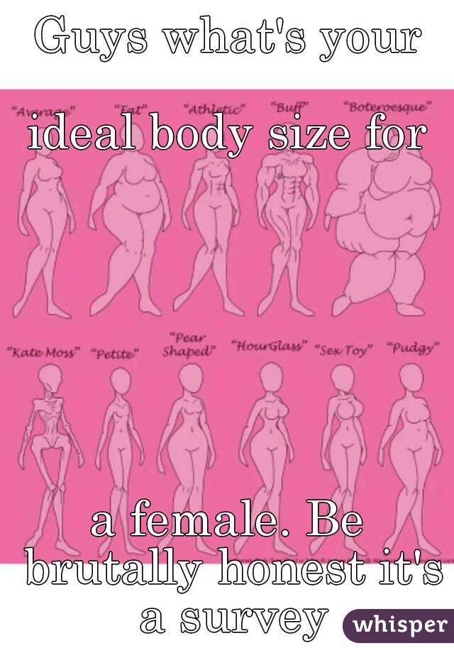 Guys what's your

 ideal body size for 







a female. Be brutally honest it's a survey