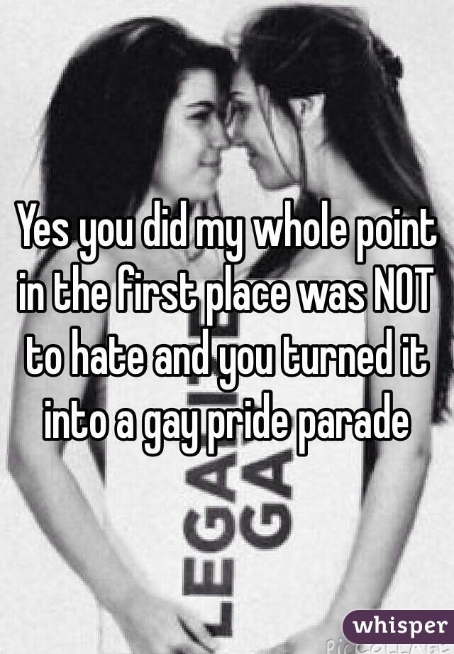 Yes you did my whole point in the first place was NOT to hate and you turned it into a gay pride parade