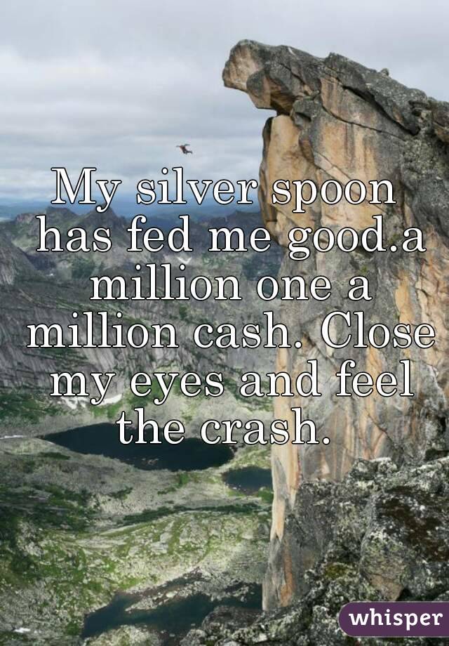 My silver spoon has fed me good.a million one a million cash. Close my eyes and feel the crash. 