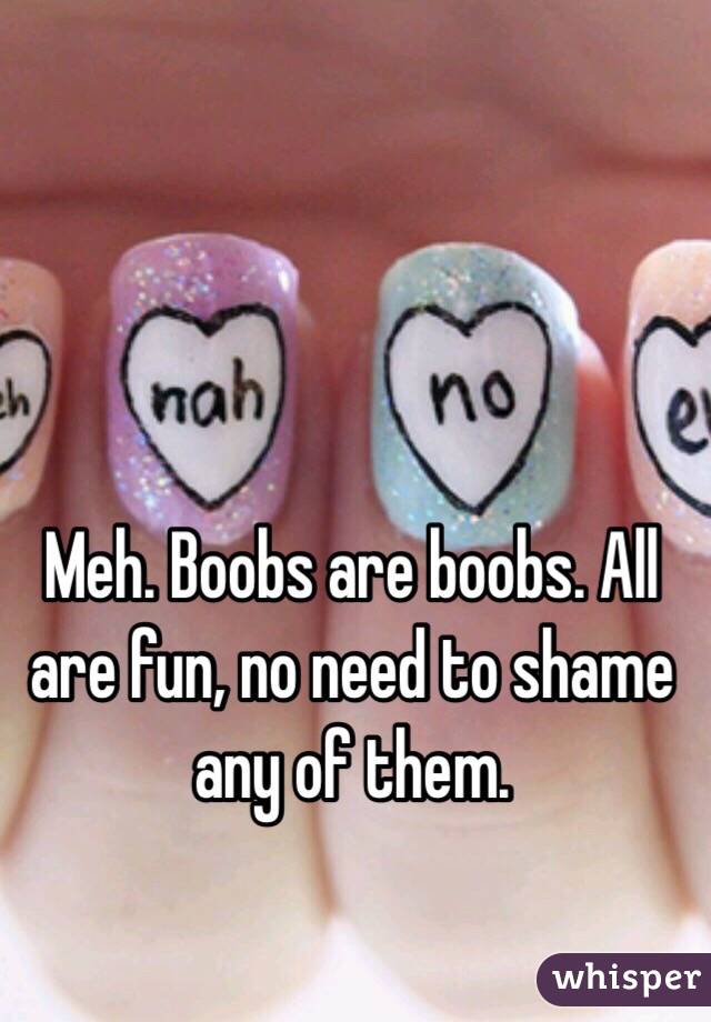 Meh. Boobs are boobs. All are fun, no need to shame any of them.