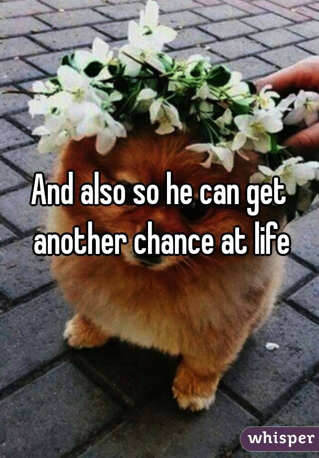 And also so he can get another chance at life