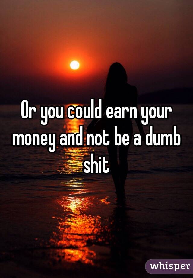 Or you could earn your money and not be a dumb shit