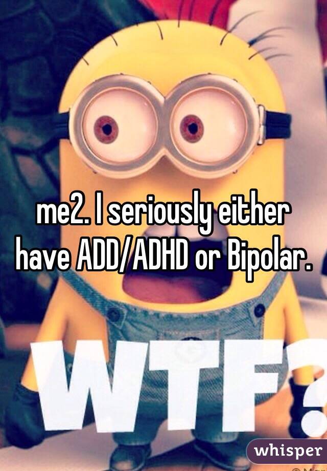 me2. I seriously either have ADD/ADHD or Bipolar. 