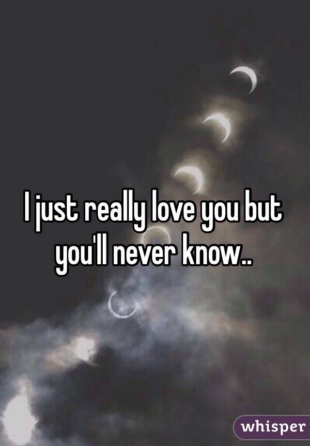 I just really love you but you'll never know..