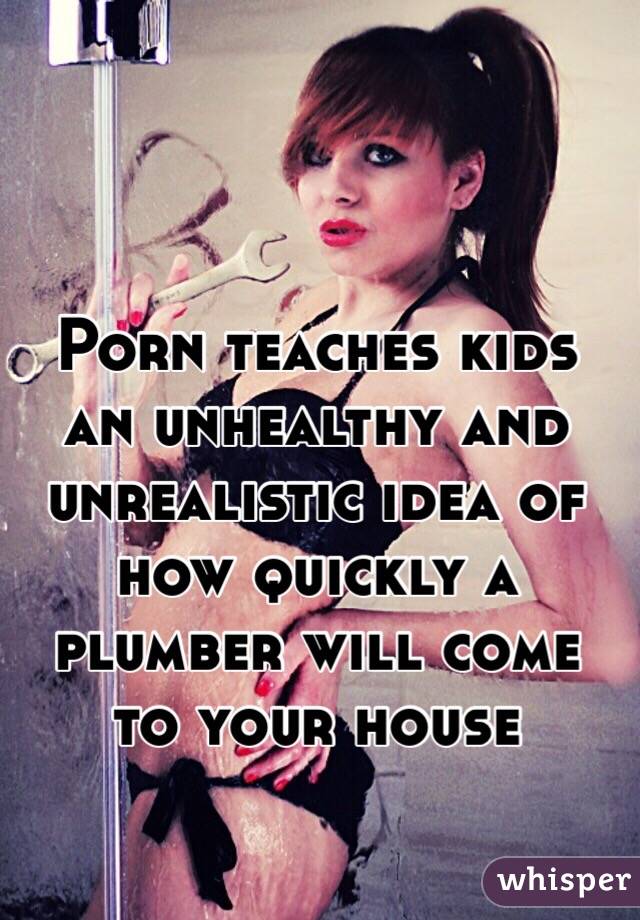  Porn teaches kids an unhealthy and unrealistic idea of how quickly a plumber will come to your house