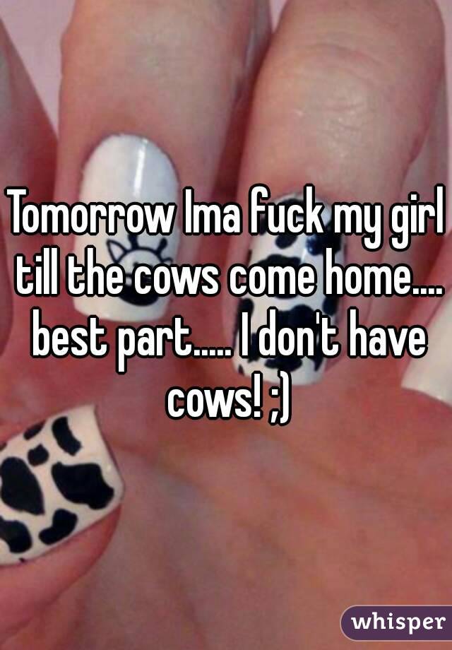 Tomorrow Ima fuck my girl till the cows come home.... best part..... I don't have cows! ;)