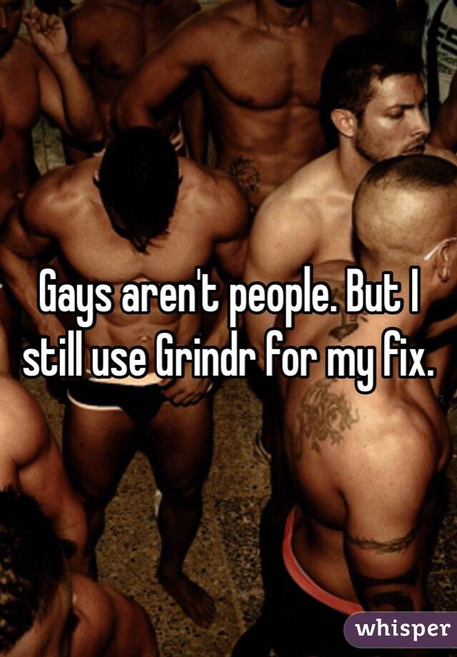 Gays aren't people. But I still use Grindr for my fix.