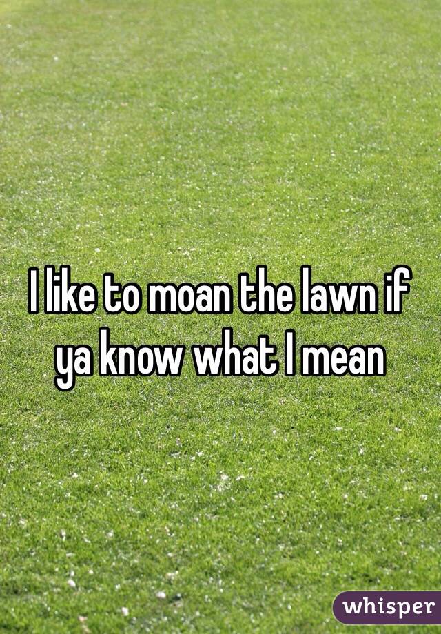 I like to moan the lawn if ya know what I mean 