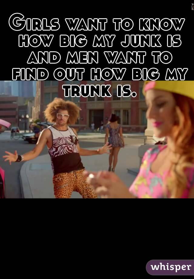 Girls want to know how big my junk is and men want to find out how big my trunk is.