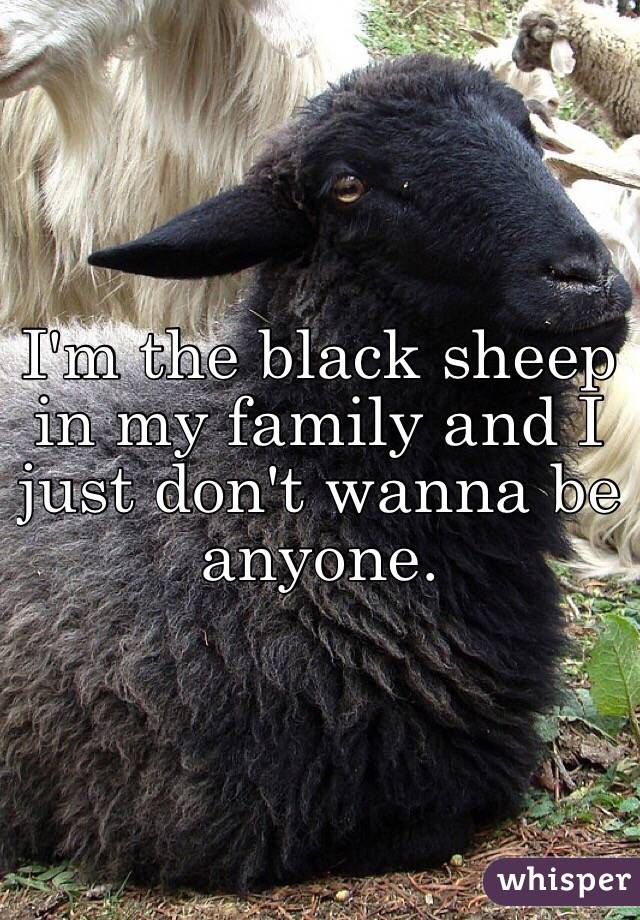 I'm the black sheep in my family and I just don't wanna be anyone. 