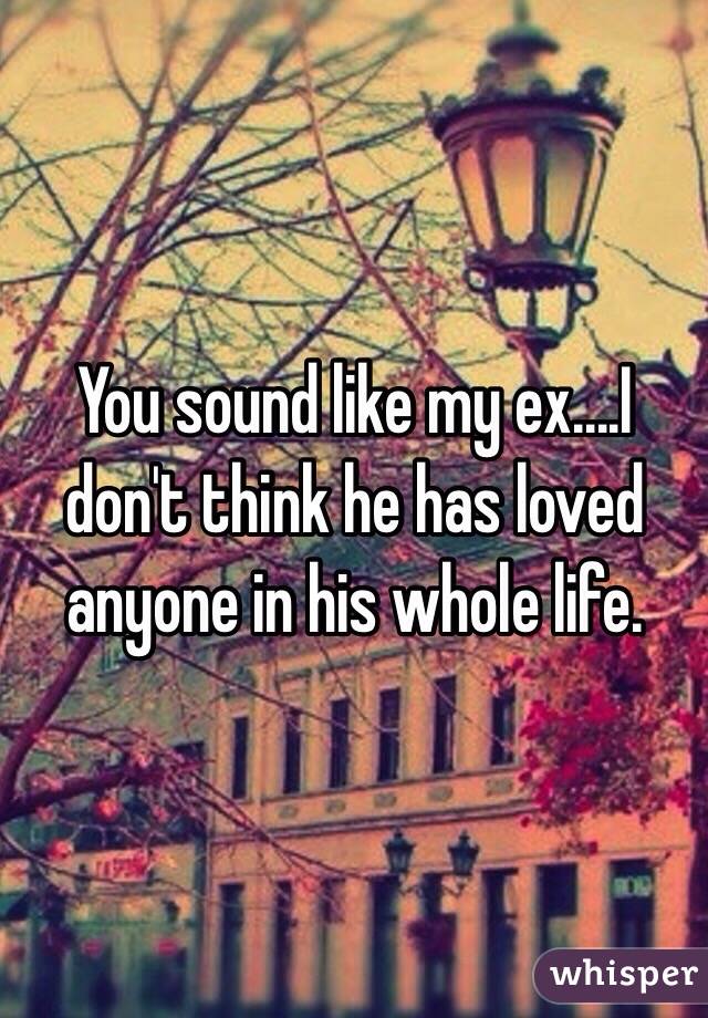 You sound like my ex....I don't think he has loved anyone in his whole life. 