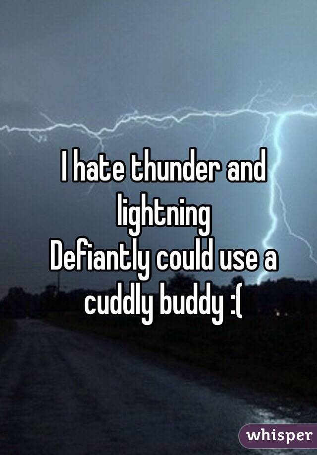 I hate thunder and lightning 
Defiantly could use a cuddly buddy :(