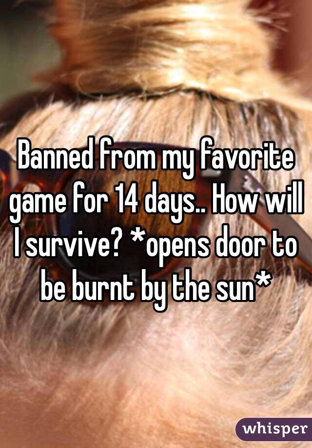 Banned from my favorite game for 14 days.. How will I survive? *opens door to be burnt by the sun*