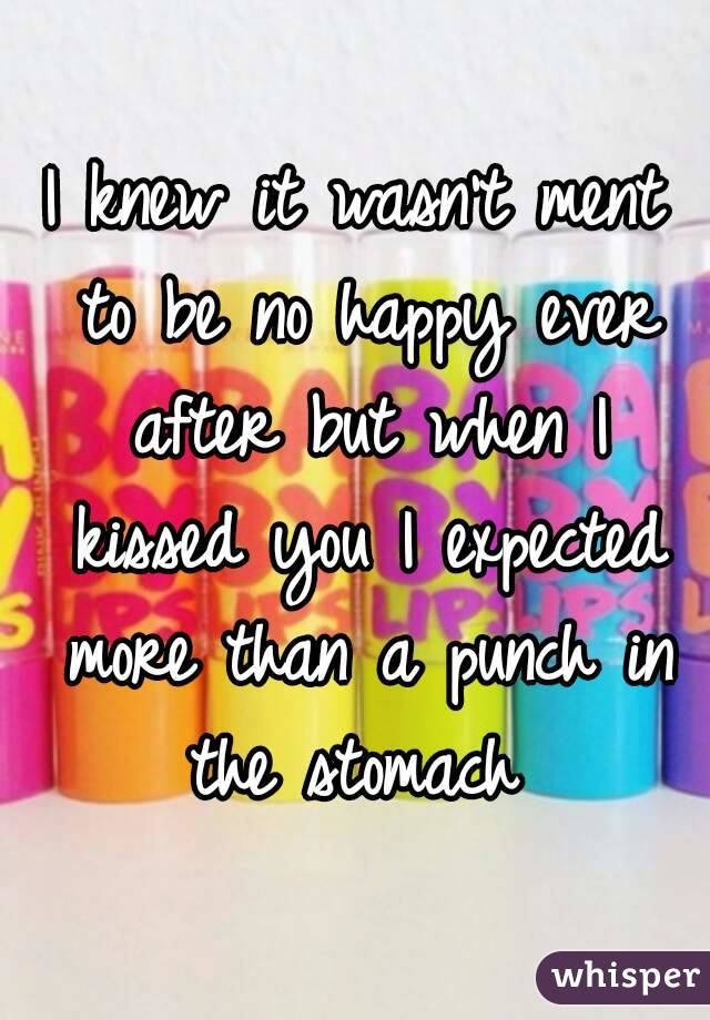 I knew it wasn't ment to be no happy ever after but when I kissed you I expected more than a punch in the stomach 