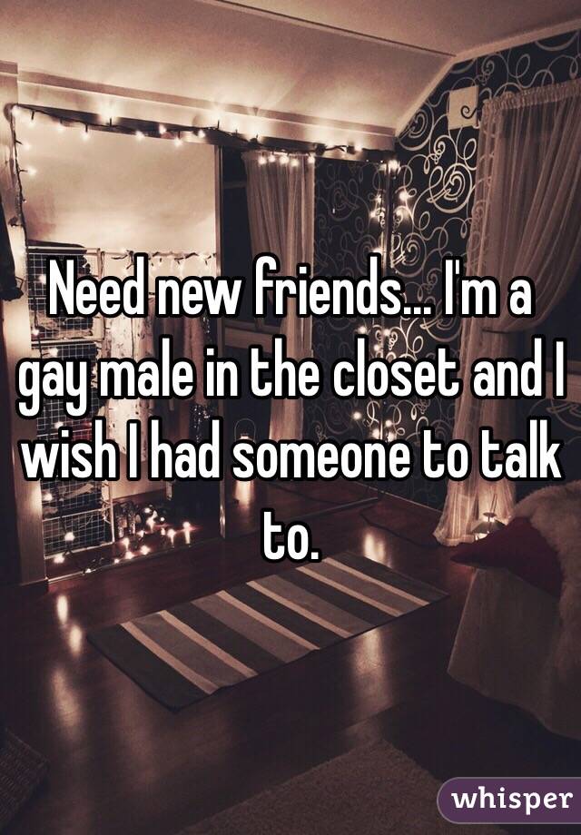 Need new friends... I'm a gay male in the closet and I wish I had someone to talk to.