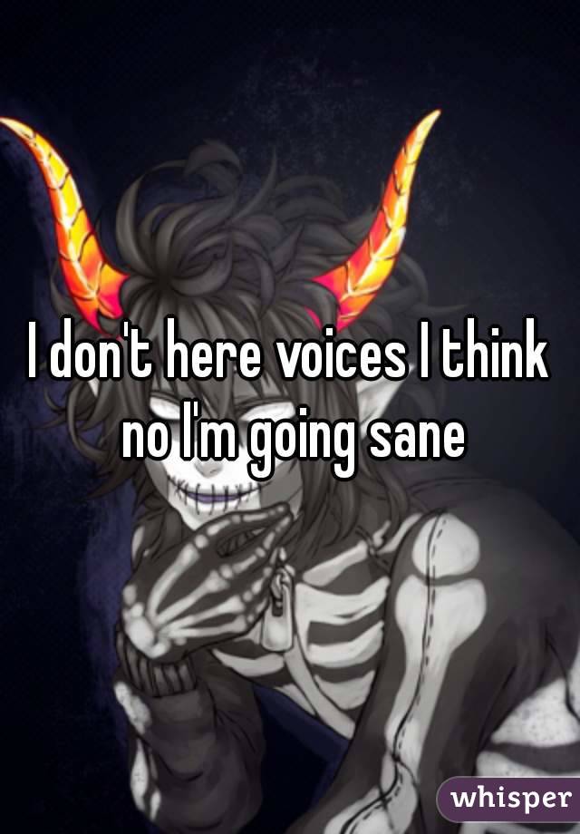 I don't here voices I think no I'm going sane