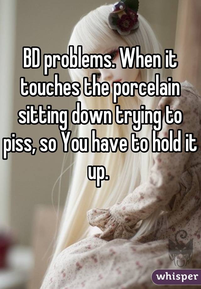 BD problems. When it touches the porcelain sitting down trying to piss, so You have to hold it up. 