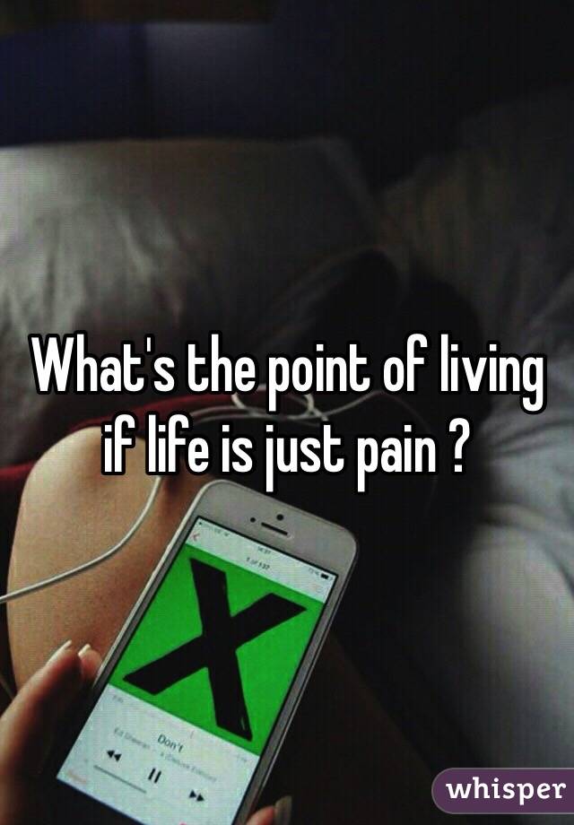 What's the point of living if life is just pain ?