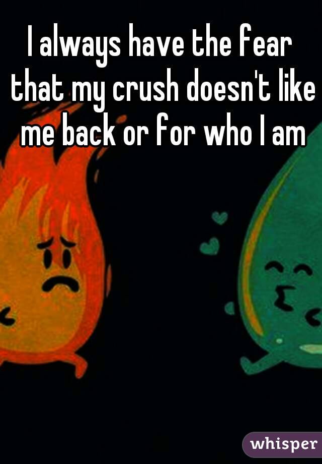 I always have the fear that my crush doesn't like me back or for who I am