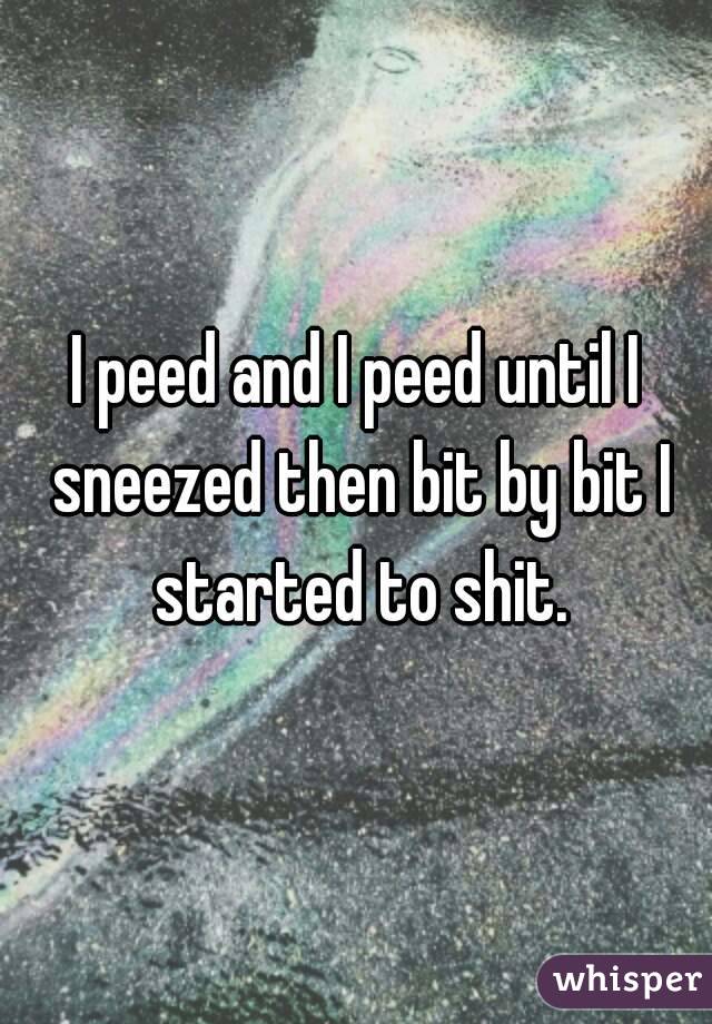 I peed and I peed until I sneezed then bit by bit I started to shit.