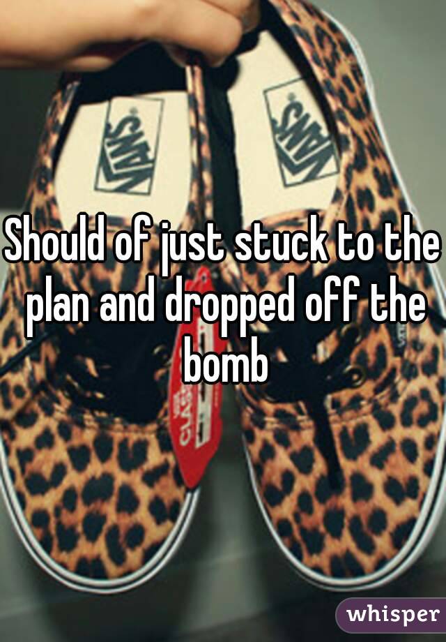 Should of just stuck to the plan and dropped off the bomb