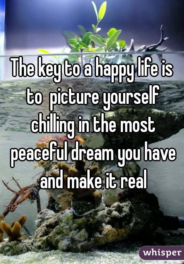 The key to a happy life is to  picture yourself chilling in the most peaceful dream you have and make it real