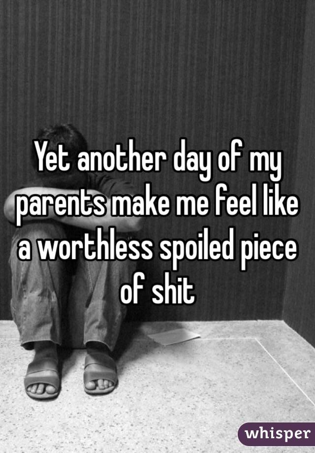 Yet another day of my parents make me feel like a worthless spoiled piece of shit