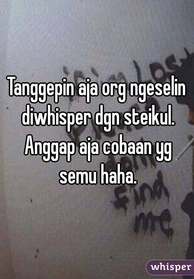 Tanggepin aja org ngeselin diwhisper dgn steikul. Anggap aja cobaan yg semu haha.