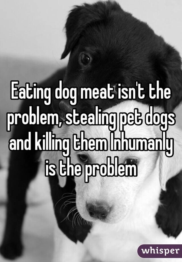 Eating dog meat isn't the problem, stealing pet dogs and killing them Inhumanly is the problem 