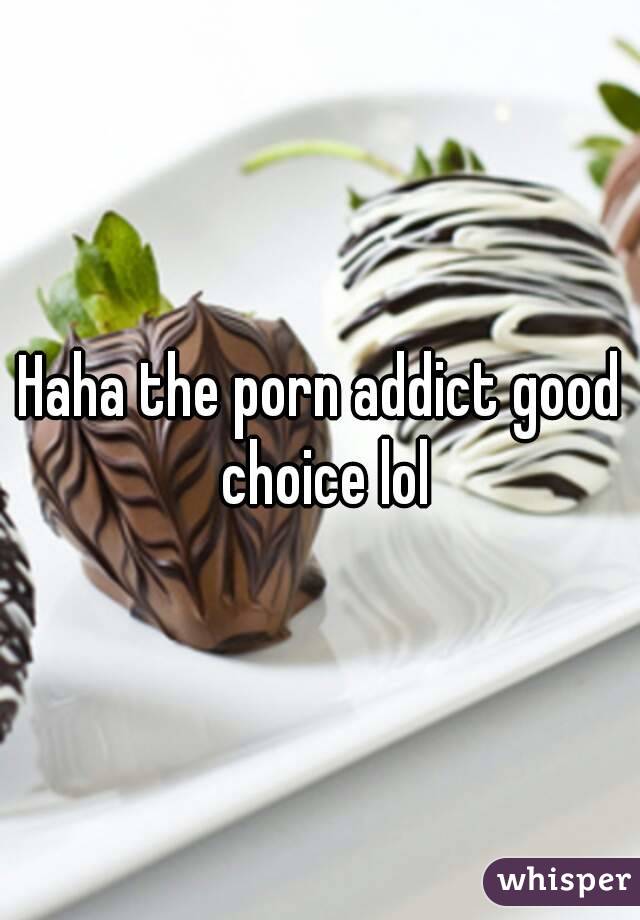 Haha the porn addict good choice lol