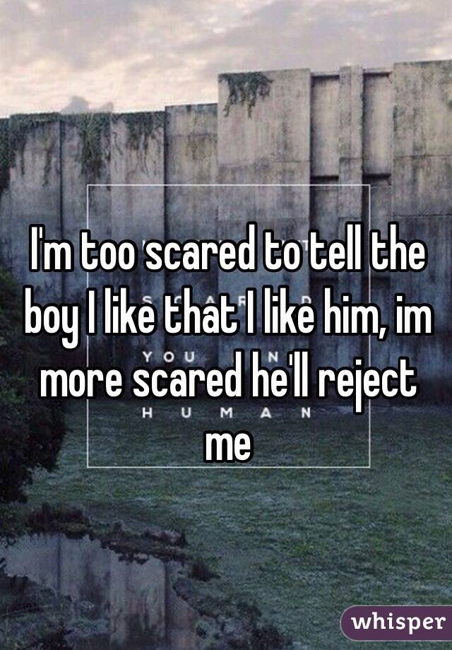 I'm too scared to tell the boy I like that I like him, im more scared he'll reject me 