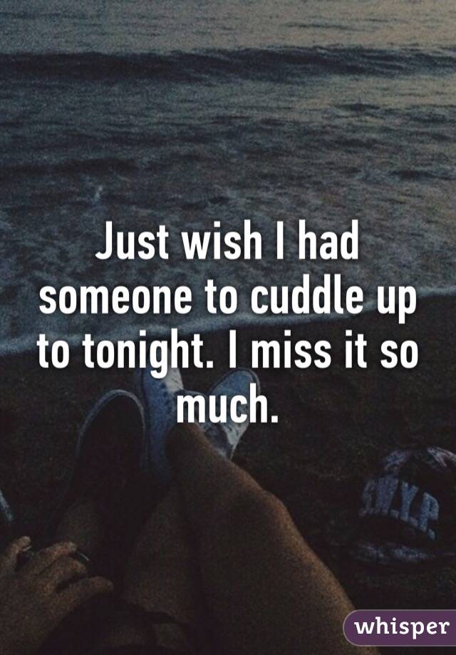 Just wish I had someone to cuddle up to tonight. I miss it so much. 