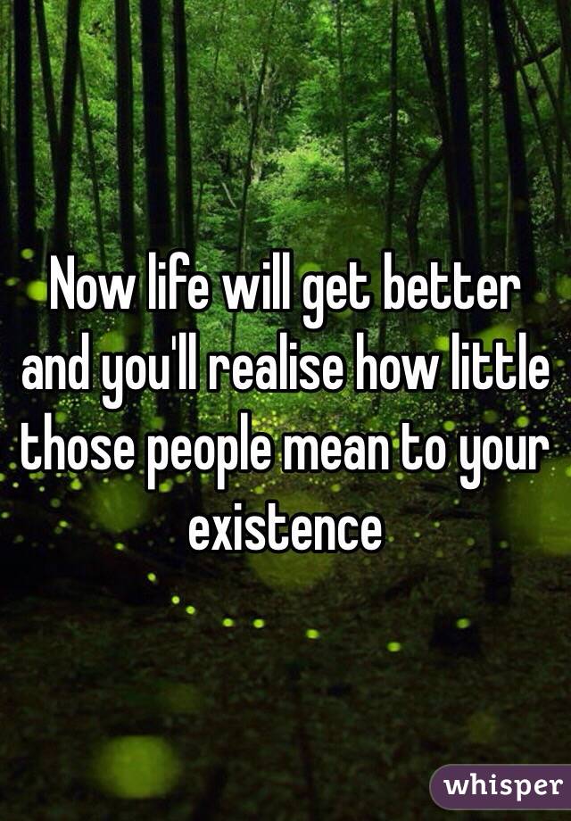 Now life will get better and you'll realise how little those people mean to your existence