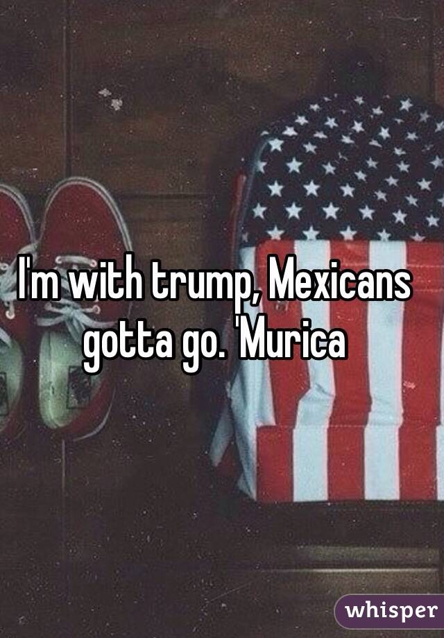 I'm with trump, Mexicans gotta go. 'Murica