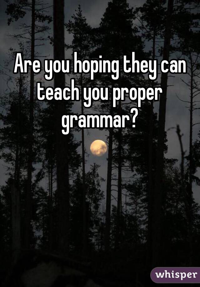 Are you hoping they can teach you proper grammar?