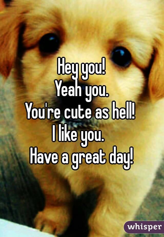 Hey you!
Yeah you.
You're cute as hell! 
I like you.  
Have a great day!