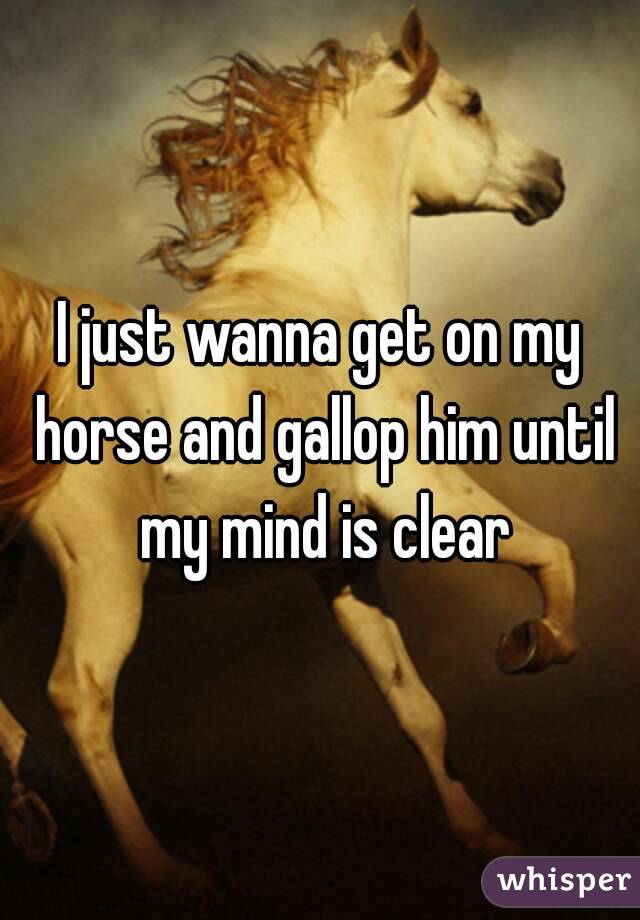 I just wanna get on my horse and gallop him until my mind is clear