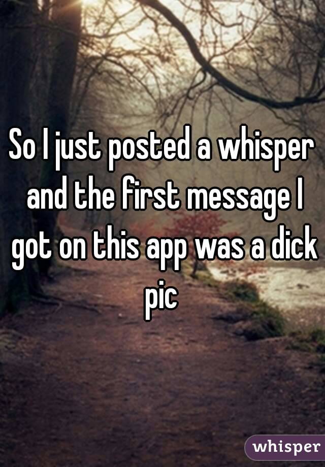 So I just posted a whisper and the first message I got on this app was a dick pic 