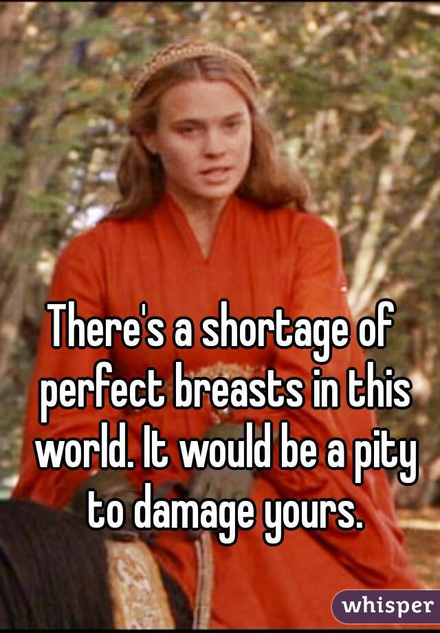 There's a shortage of perfect breasts in this world. It would be a pity to damage yours.