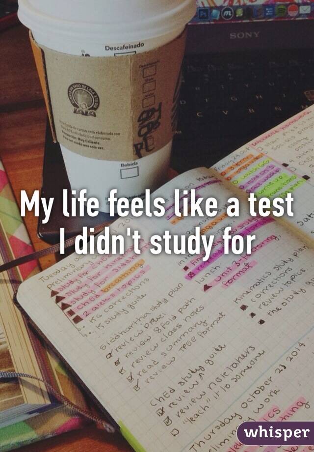 My life feels like a test I didn't study for