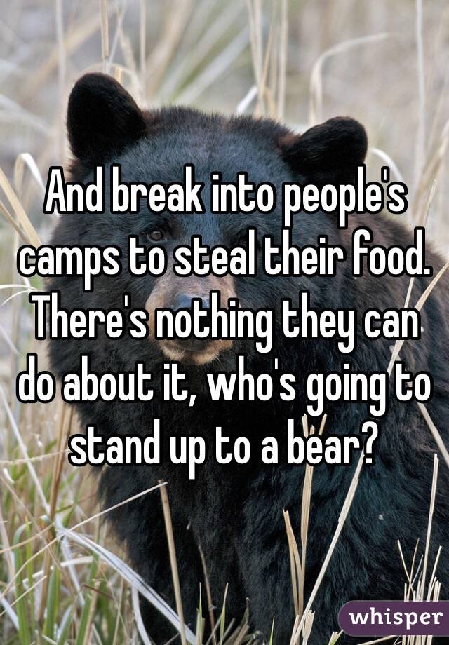 And break into people's camps to steal their food. There's nothing they can do about it, who's going to stand up to a bear? 