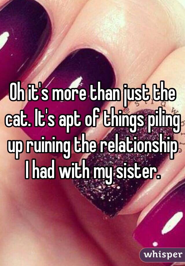Oh it's more than just the cat. It's apt of things piling up ruining the relationship I had with my sister. 