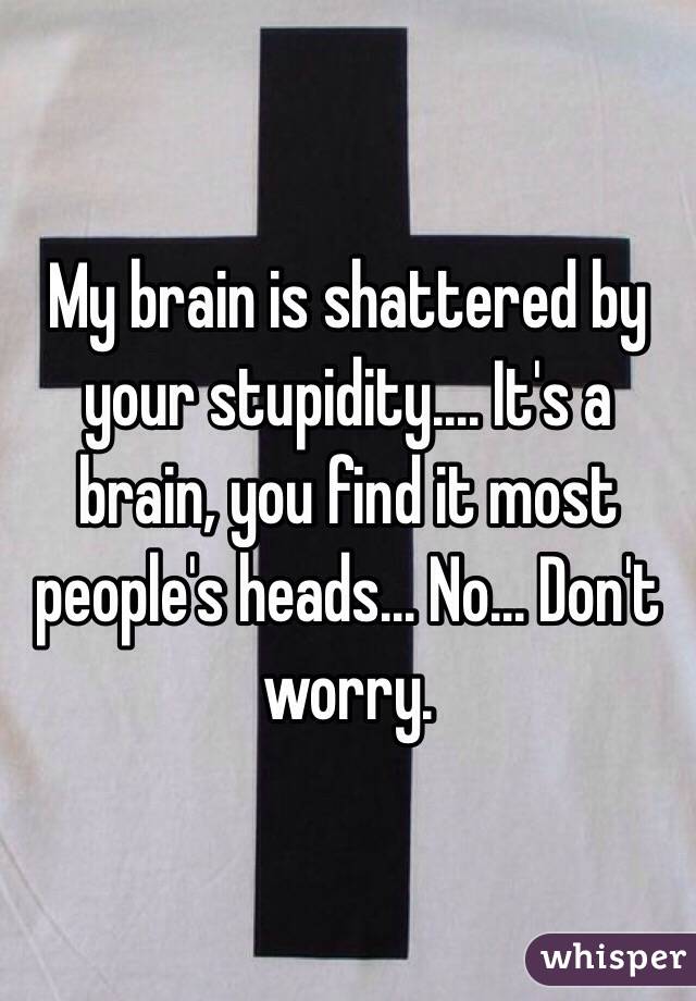 My brain is shattered by your stupidity.... It's a brain, you find it most people's heads... No... Don't worry.  